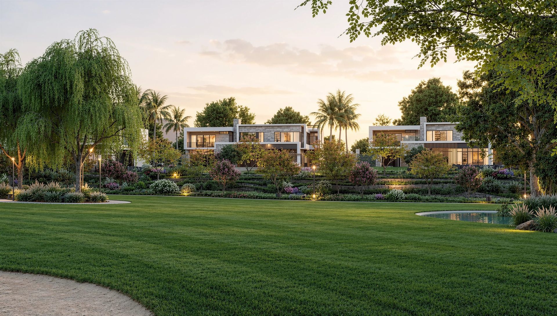 Villas facing a landscaped park in Eden, artist's impression