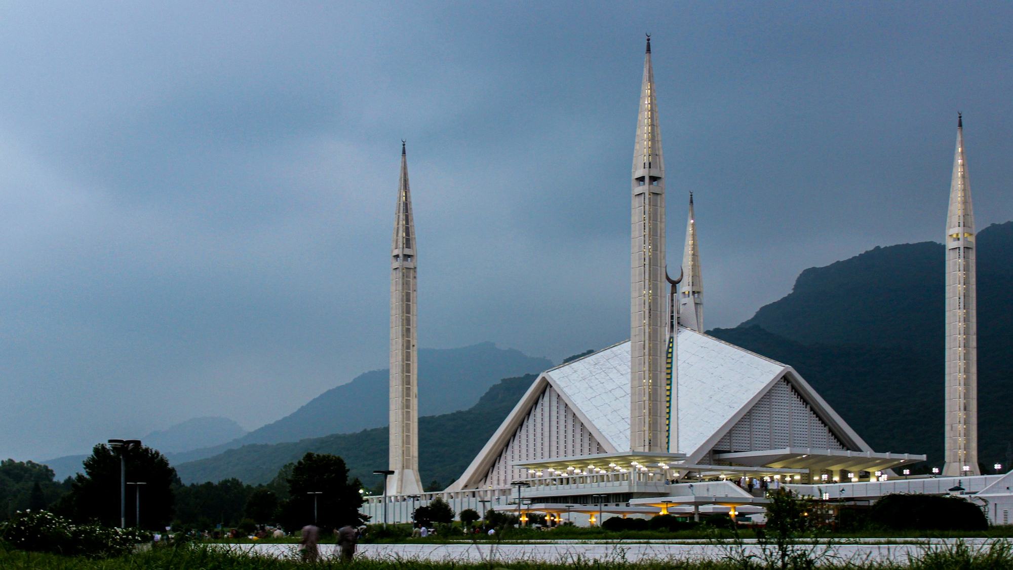 Faisal Mosque against the Margalla Hills, Islamabad