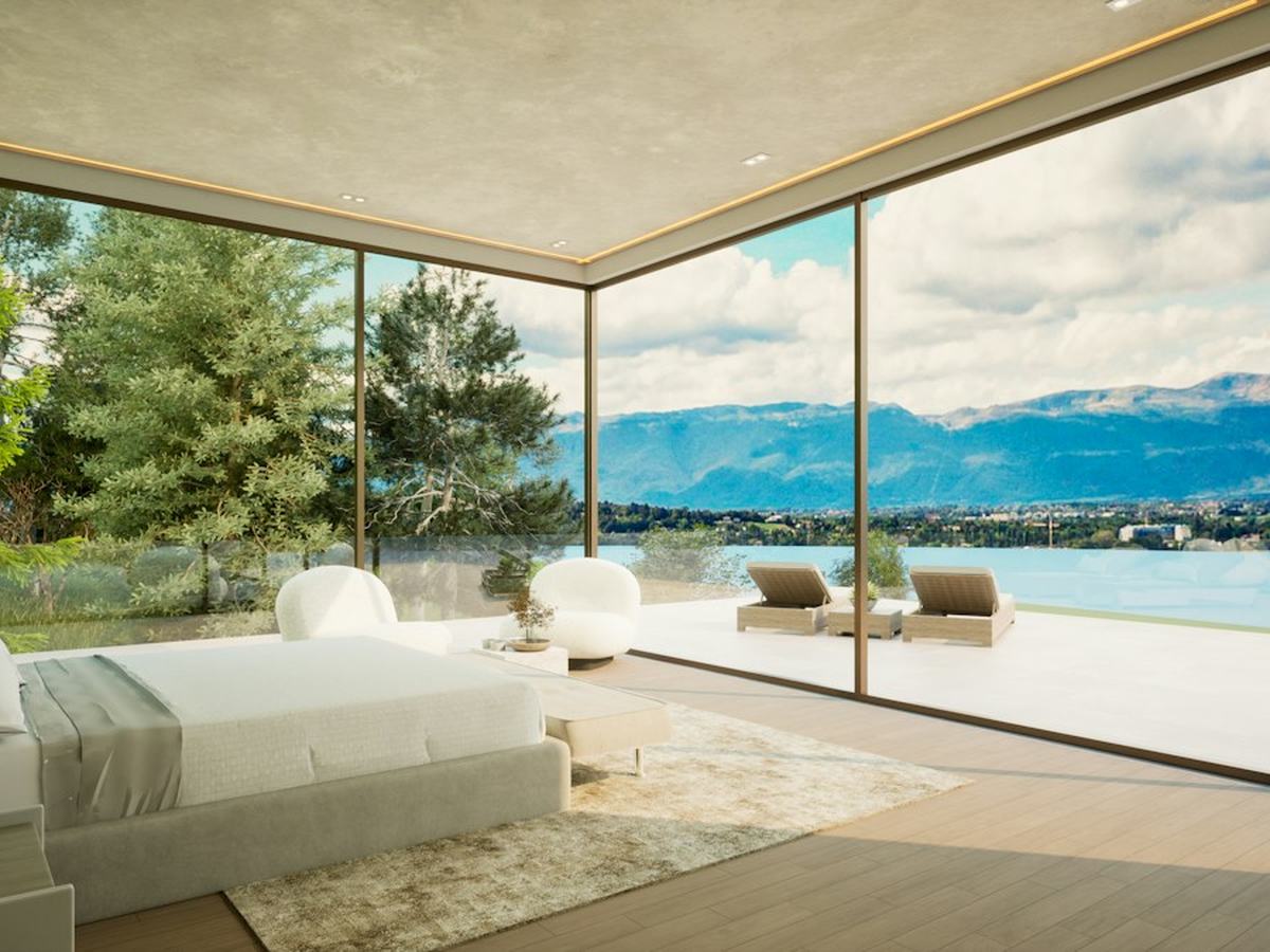 Bedroom with a view of the mountains