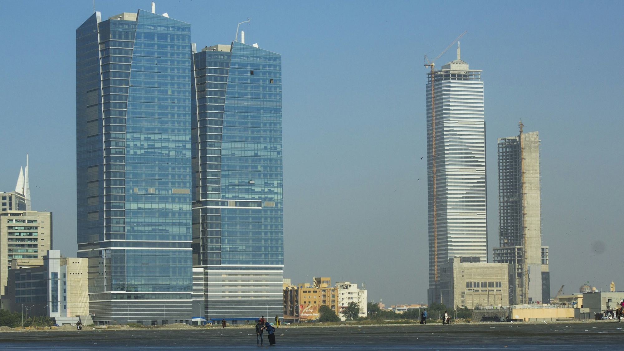 Karachi towers beside the Arabian Sea