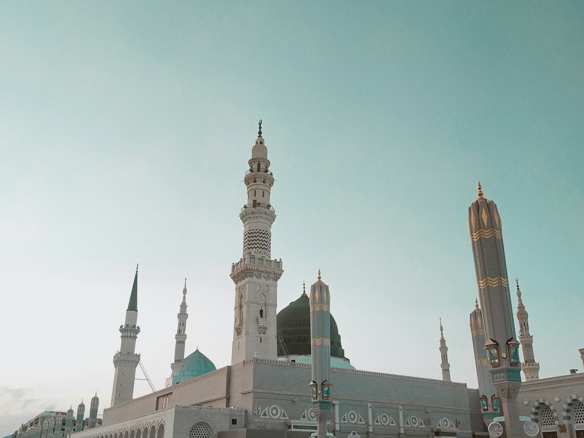 The Prophet's Mosque with its minarets and green dome